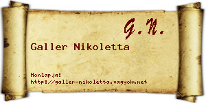 Galler Nikoletta névjegykártya